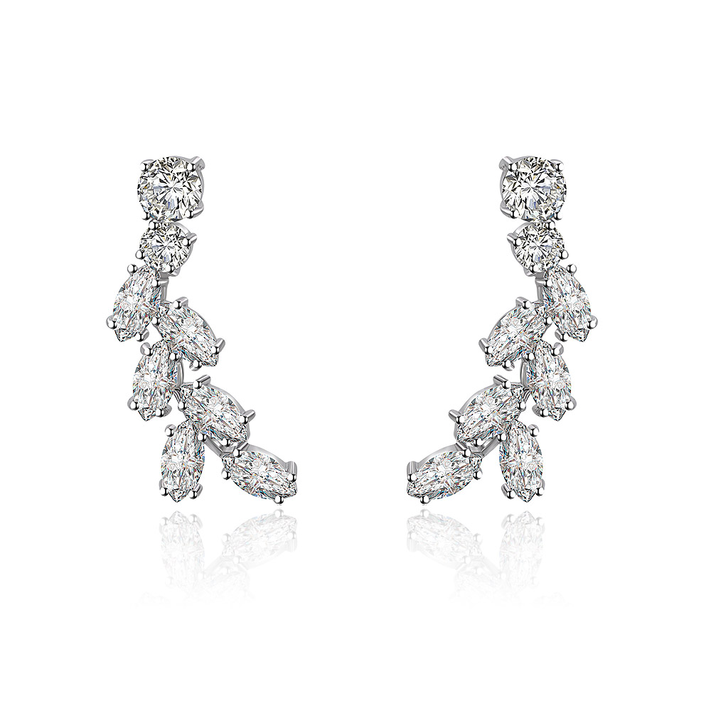 Rhodium Firework Drop Earrings